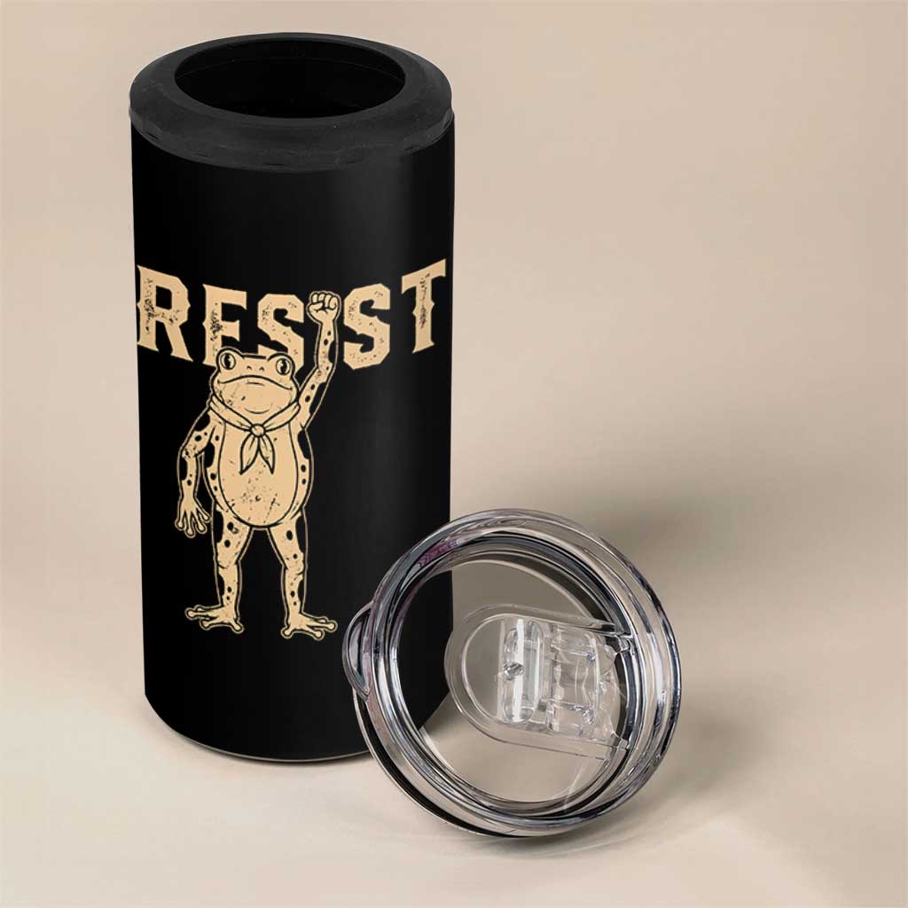 Frog Resist 4 in 1 Can Cooler Tumbler Raised Fist Protest Fighter Retro Graphic - Wonder Print Shop