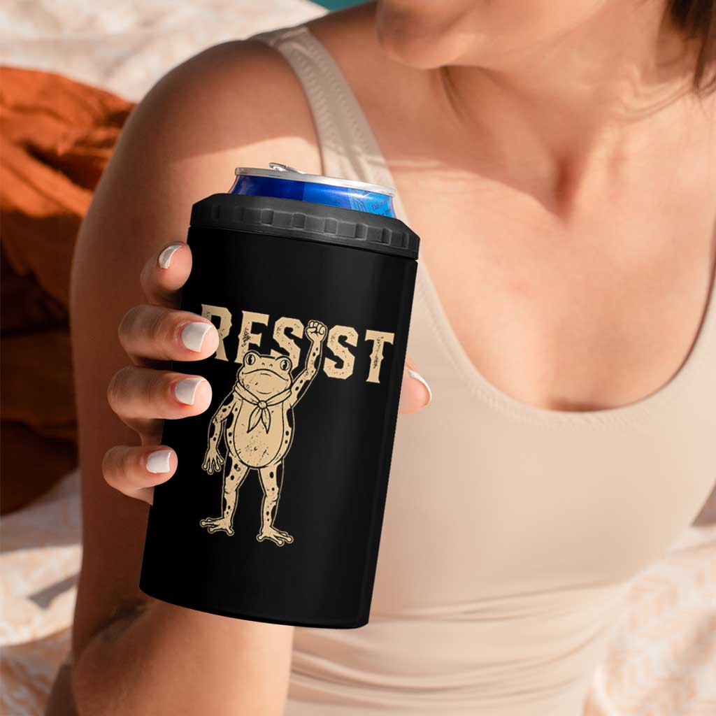 Frog Resist 4 in 1 Can Cooler Tumbler Raised Fist Protest Fighter Retro Graphic - Wonder Print Shop