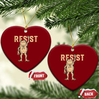 Frog Resist Ceramic Ornament Raised Fist Protest Fighter Retro Graphic - Wonder Print Shop