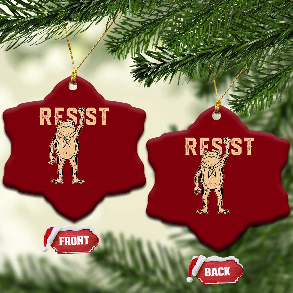 Frog Resist Ceramic Ornament Raised Fist Protest Fighter Retro Graphic - Wonder Print Shop