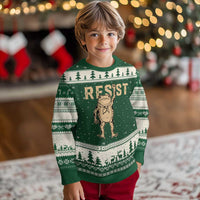 Frog Resist Ugly Christmas Sweater Raised Fist Protest Fighter Retro Graphic - Wonder Print Shop
