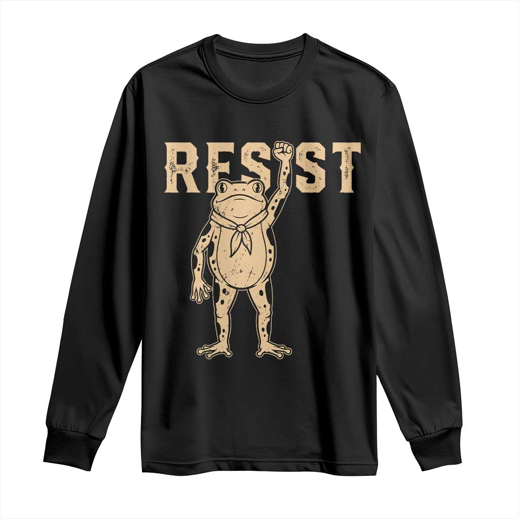 Frog Resist Long Sleeve Shirt Raised Fist Protest Fighter Retro Graphic - Wonder Print Shop