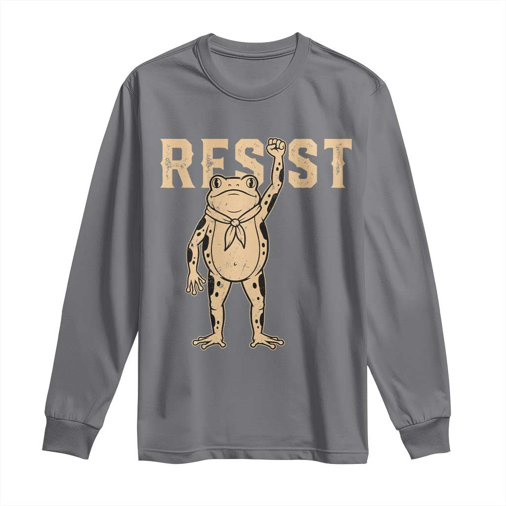 Frog Resist Long Sleeve Shirt Raised Fist Protest Fighter Retro Graphic - Wonder Print Shop
