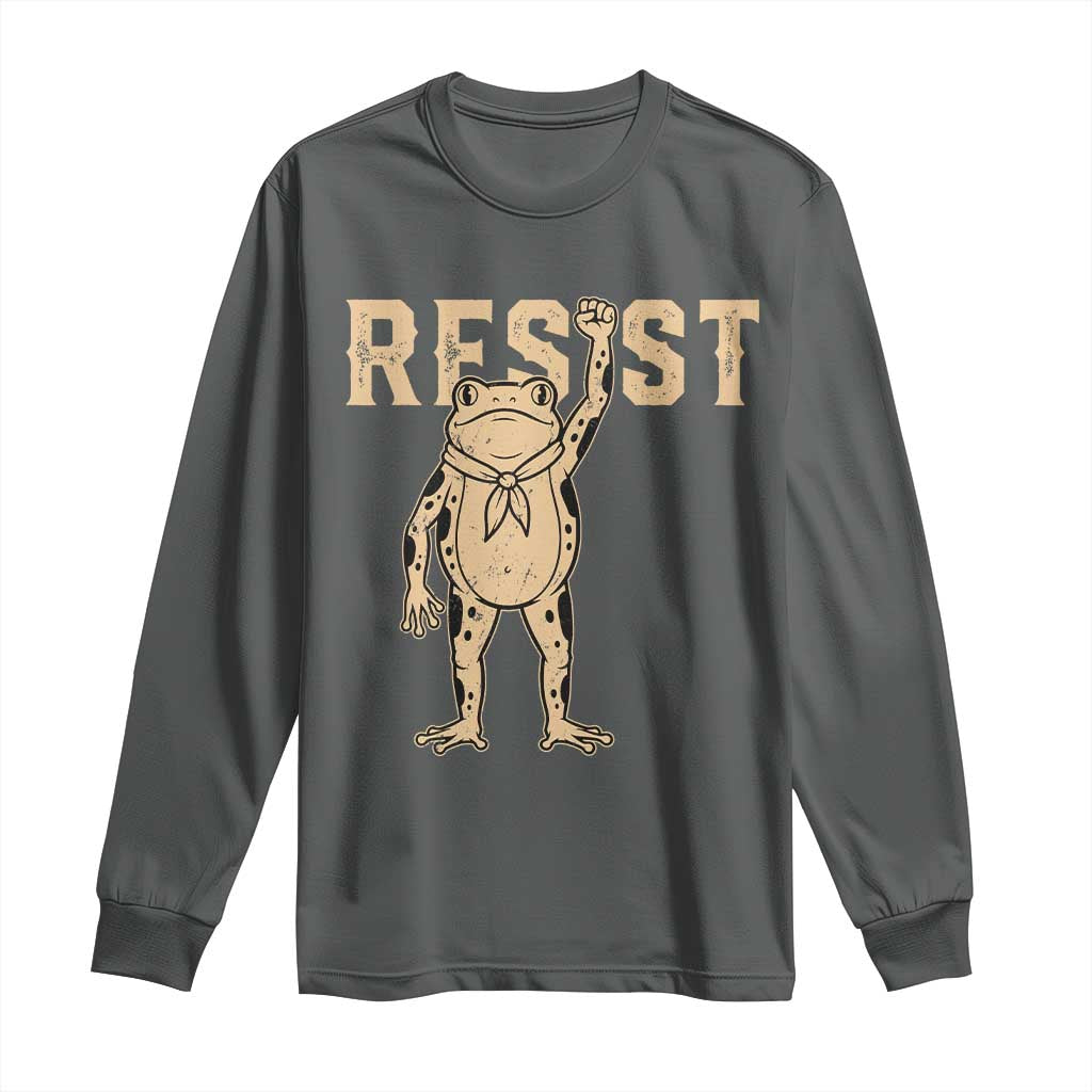 Frog Resist Long Sleeve Shirt Raised Fist Protest Fighter Retro Graphic - Wonder Print Shop