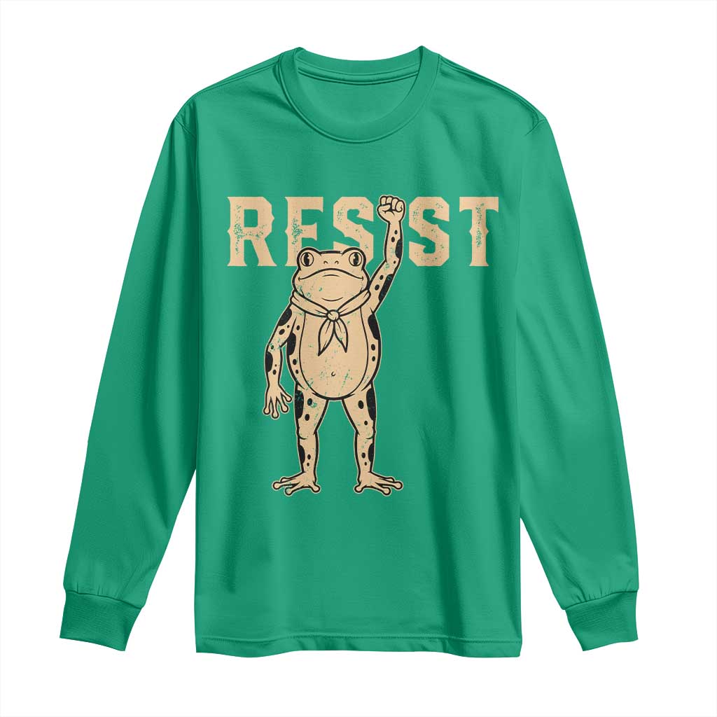 Frog Resist Long Sleeve Shirt Raised Fist Protest Fighter Retro Graphic - Wonder Print Shop