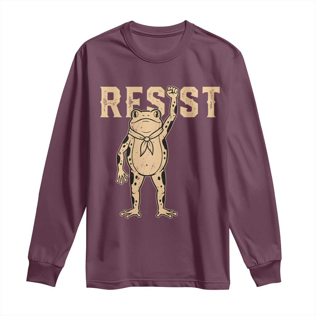 Frog Resist Long Sleeve Shirt Raised Fist Protest Fighter Retro Graphic - Wonder Print Shop