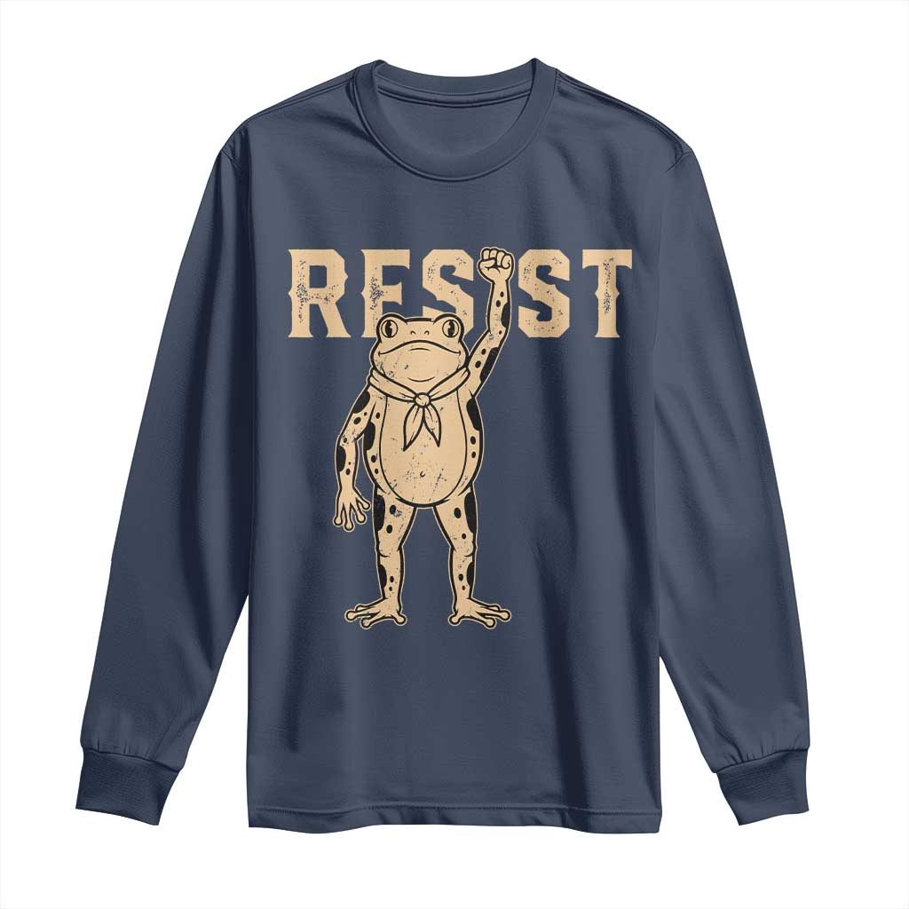Frog Resist Long Sleeve Shirt Raised Fist Protest Fighter Retro Graphic - Wonder Print Shop