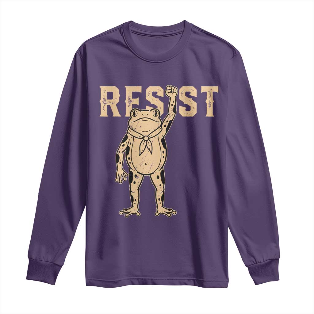 Frog Resist Long Sleeve Shirt Raised Fist Protest Fighter Retro Graphic - Wonder Print Shop