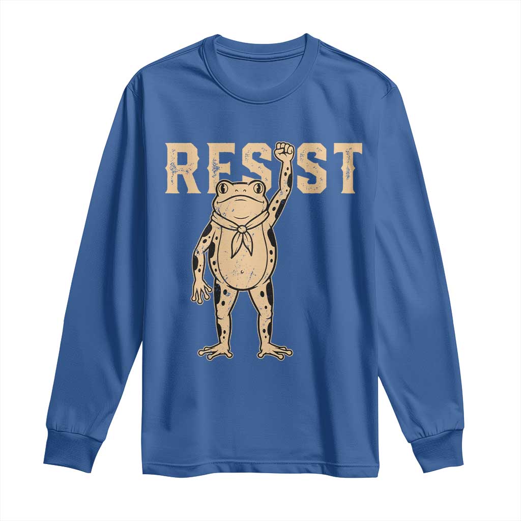Frog Resist Long Sleeve Shirt Raised Fist Protest Fighter Retro Graphic - Wonder Print Shop
