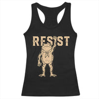 Frog Resist Racerback Tank Top Raised Fist Protest Fighter Retro Graphic - Wonder Print Shop