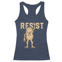 Frog Resist Racerback Tank Top Raised Fist Protest Fighter Retro Graphic - Wonder Print Shop