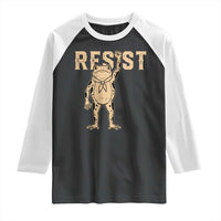 Frog Resist Raglan Shirt Raised Fist Protest Fighter Retro Graphic - Wonder Print Shop