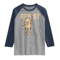 Frog Resist Raglan Shirt Raised Fist Protest Fighter Retro Graphic - Wonder Print Shop