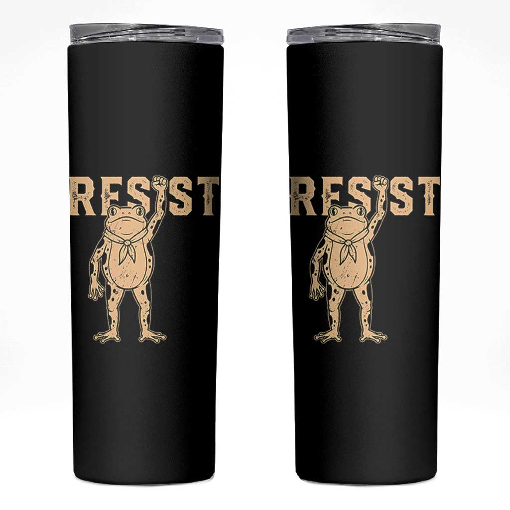 Frog Resist Skinny Tumbler Raised Fist Protest Fighter Retro Graphic - Wonder Print Shop