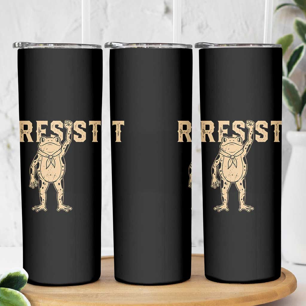 Frog Resist Skinny Tumbler Raised Fist Protest Fighter Retro Graphic - Wonder Print Shop