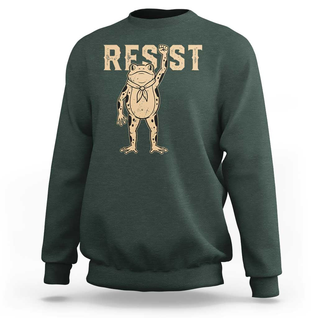 Frog Resist Sweatshirt Raised Fist Protest Fighter Retro Graphic - Wonder Print Shop
