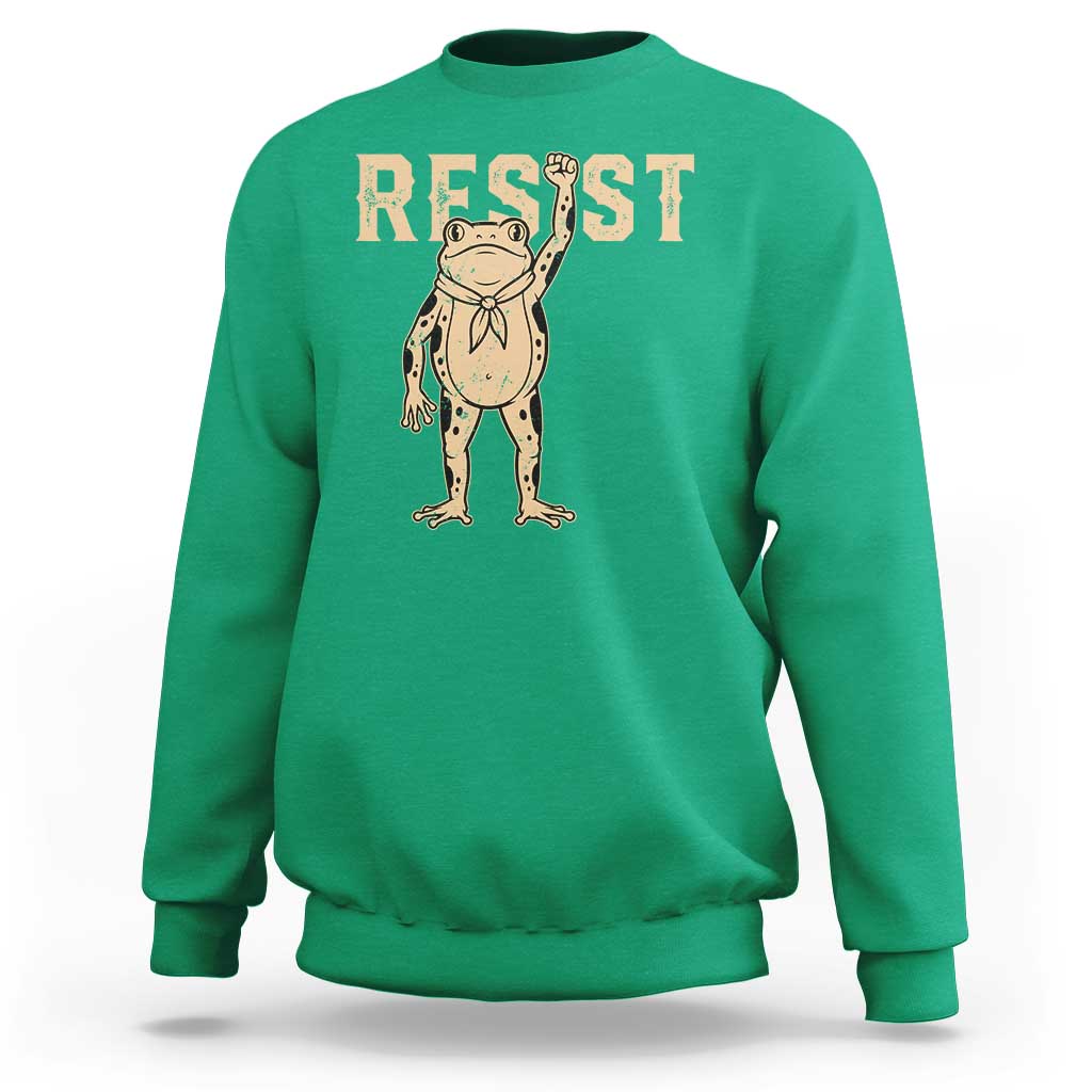 Frog Resist Sweatshirt Raised Fist Protest Fighter Retro Graphic - Wonder Print Shop