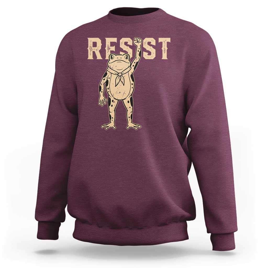 Frog Resist Sweatshirt Raised Fist Protest Fighter Retro Graphic - Wonder Print Shop