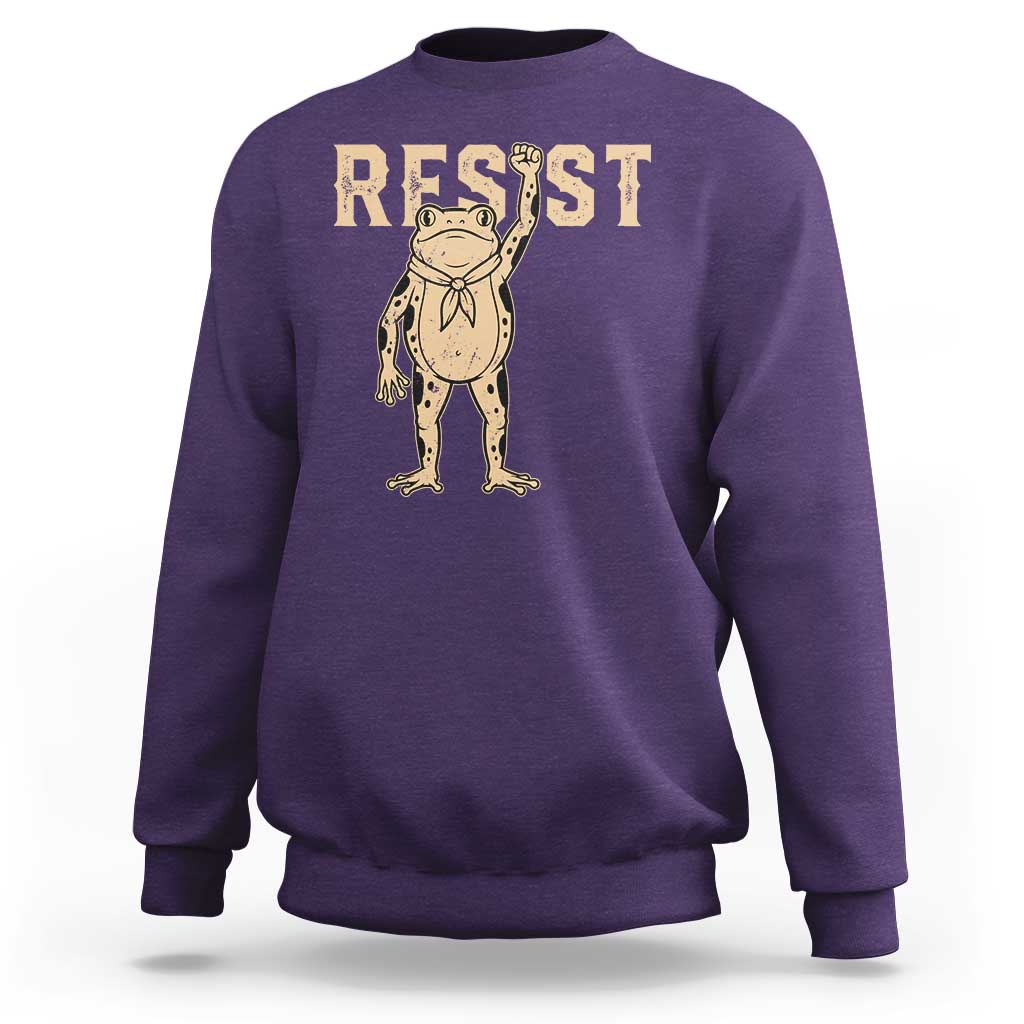 Frog Resist Sweatshirt Raised Fist Protest Fighter Retro Graphic - Wonder Print Shop