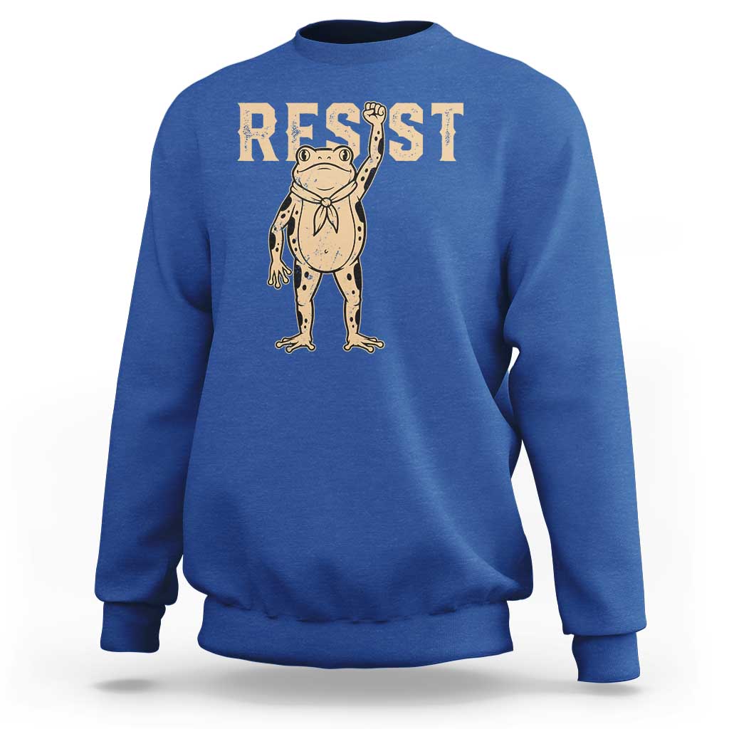 Frog Resist Sweatshirt Raised Fist Protest Fighter Retro Graphic - Wonder Print Shop