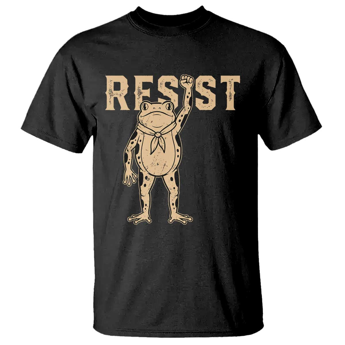 Frog Resist T Shirt Raised Fist Protest Fighter Retro Graphic - Wonder Print Shop