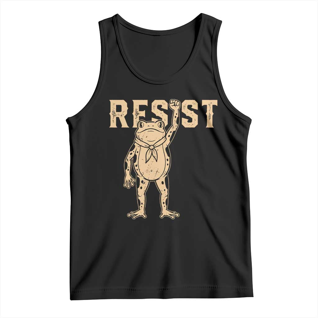 Frog Resist Tank Top Raised Fist Protest Fighter Retro Graphic - Wonder Print Shop