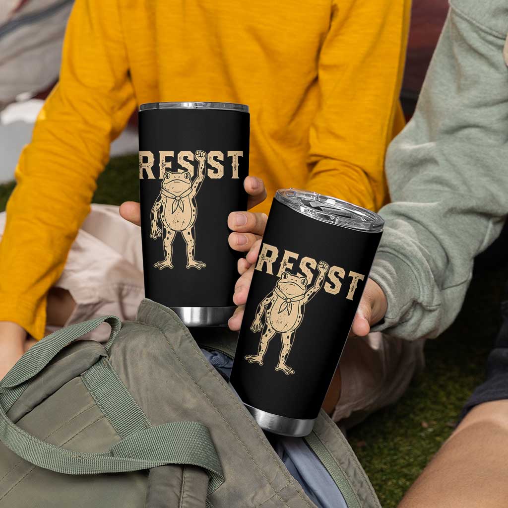 Frog Resist Tumbler Cup Raised Fist Protest Fighter Retro Graphic - Wonder Print Shop