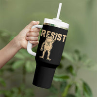 Frog Resist Tumbler With Handle Raised Fist Protest Fighter Retro Graphic - Wonder Print Shop