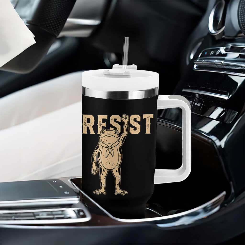 Frog Resist Tumbler With Handle Raised Fist Protest Fighter Retro Graphic - Wonder Print Shop