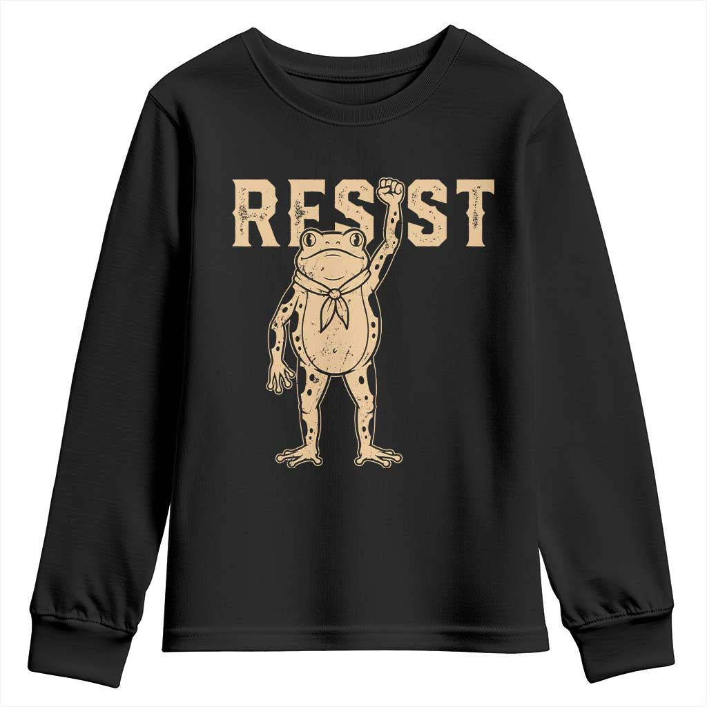 Frog Resist Youth Sweatshirt Raised Fist Protest Fighter Retro Graphic - Wonder Print Shop