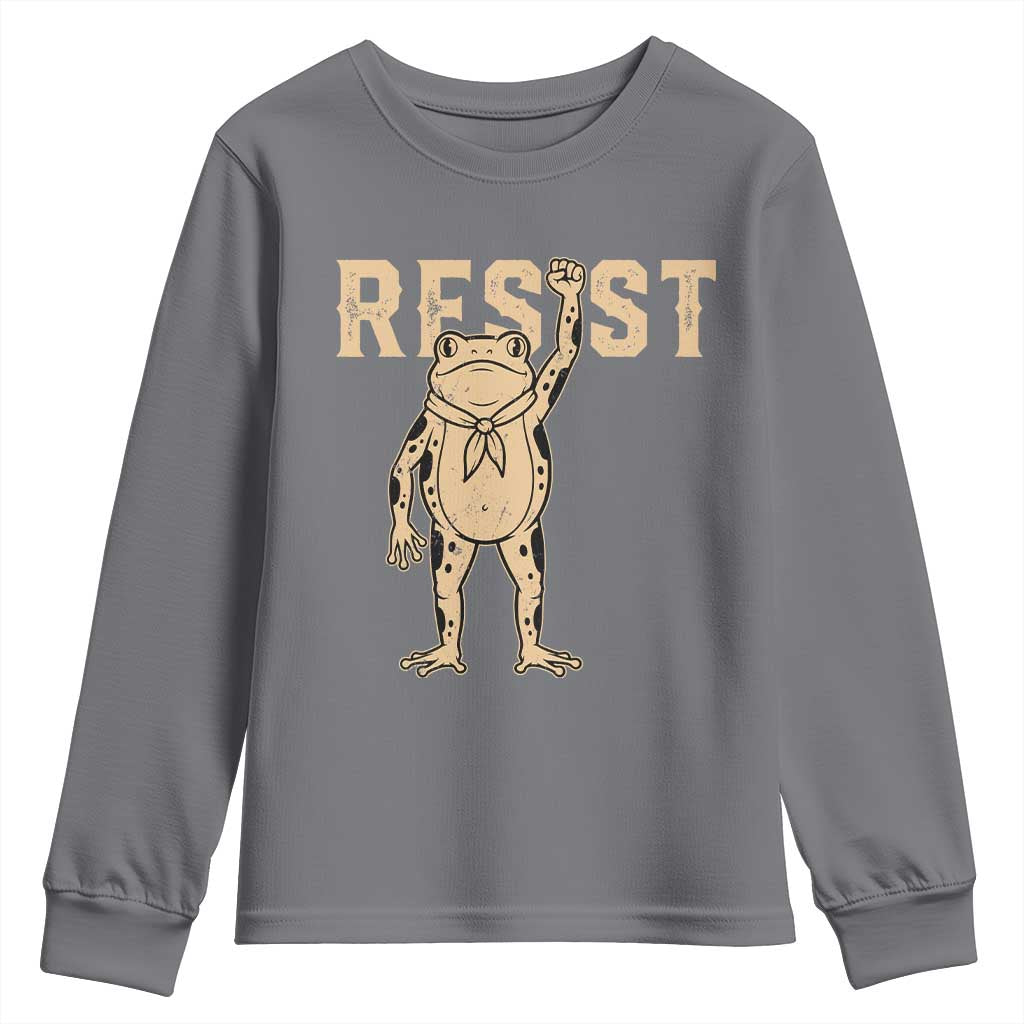 Frog Resist Youth Sweatshirt Raised Fist Protest Fighter Retro Graphic - Wonder Print Shop