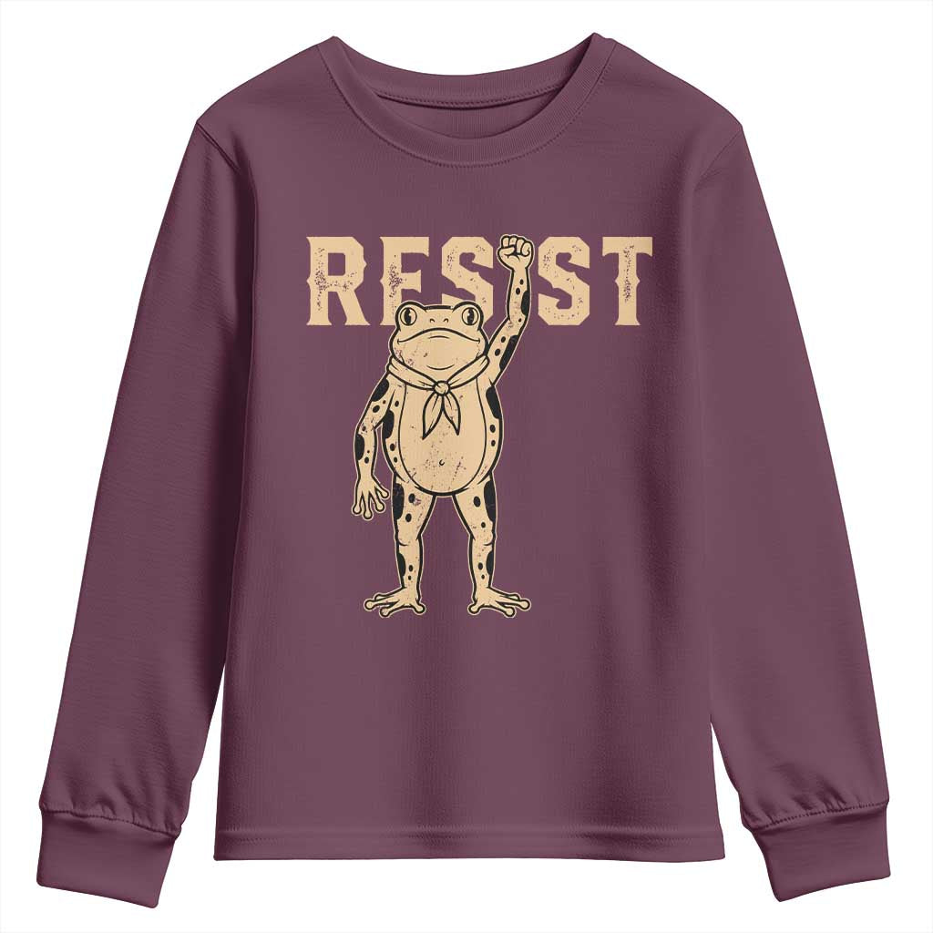 Frog Resist Youth Sweatshirt Raised Fist Protest Fighter Retro Graphic - Wonder Print Shop