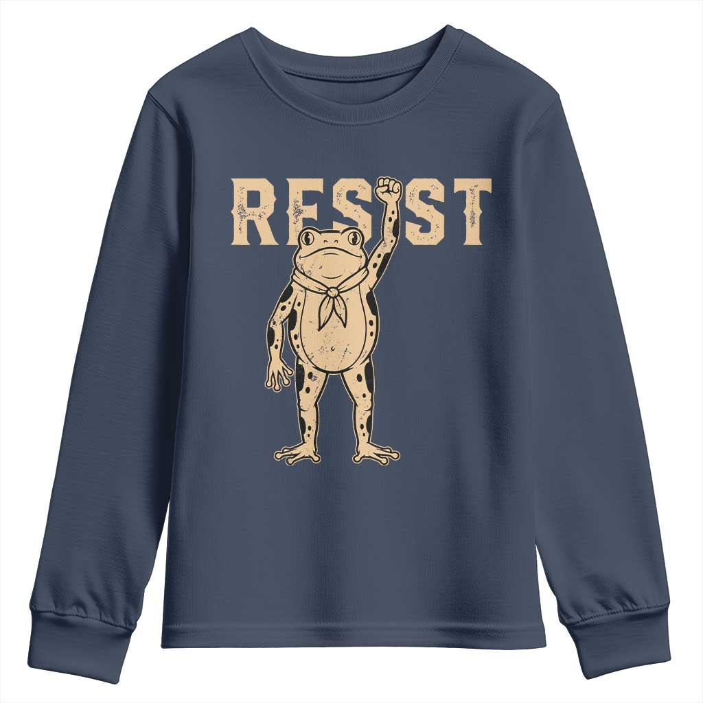 Frog Resist Youth Sweatshirt Raised Fist Protest Fighter Retro Graphic - Wonder Print Shop