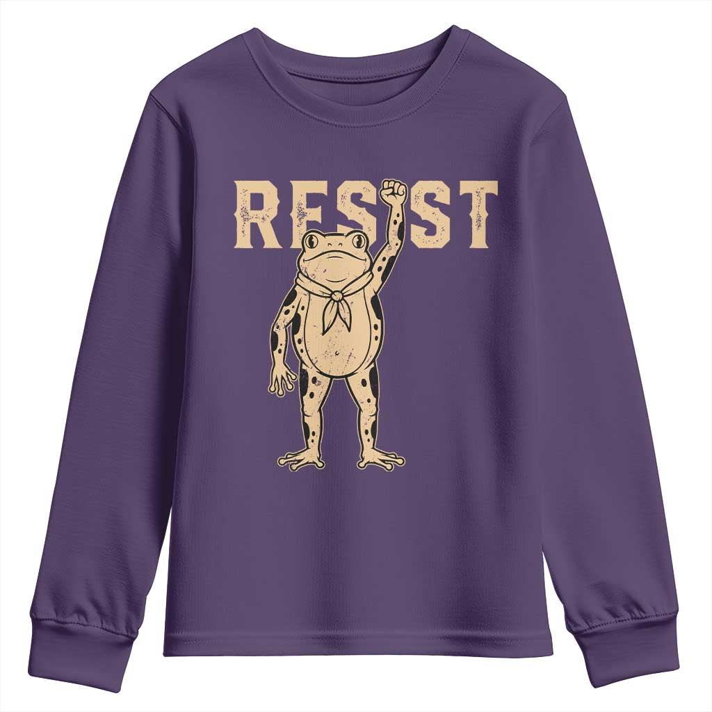 Frog Resist Youth Sweatshirt Raised Fist Protest Fighter Retro Graphic - Wonder Print Shop