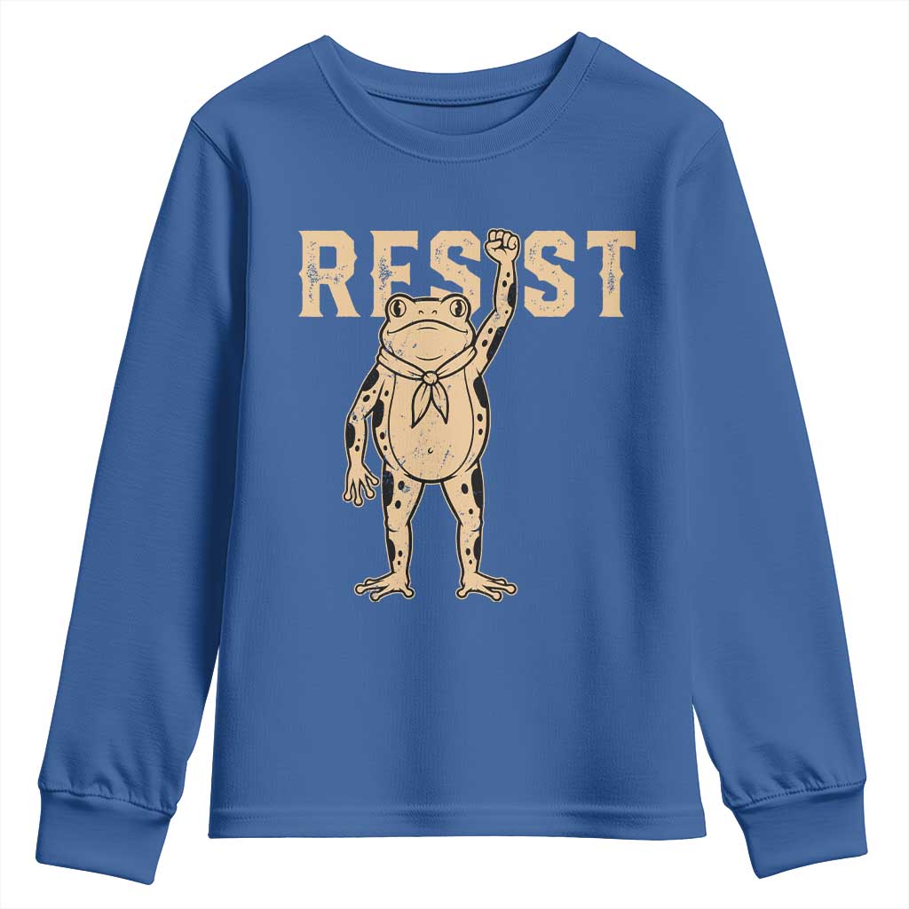Frog Resist Youth Sweatshirt Raised Fist Protest Fighter Retro Graphic - Wonder Print Shop