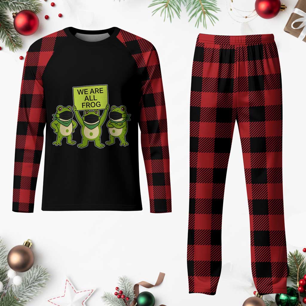 We Are All Frog Plaid Pajama Set Frogs Protest Together Strong - Wonder Print Shop