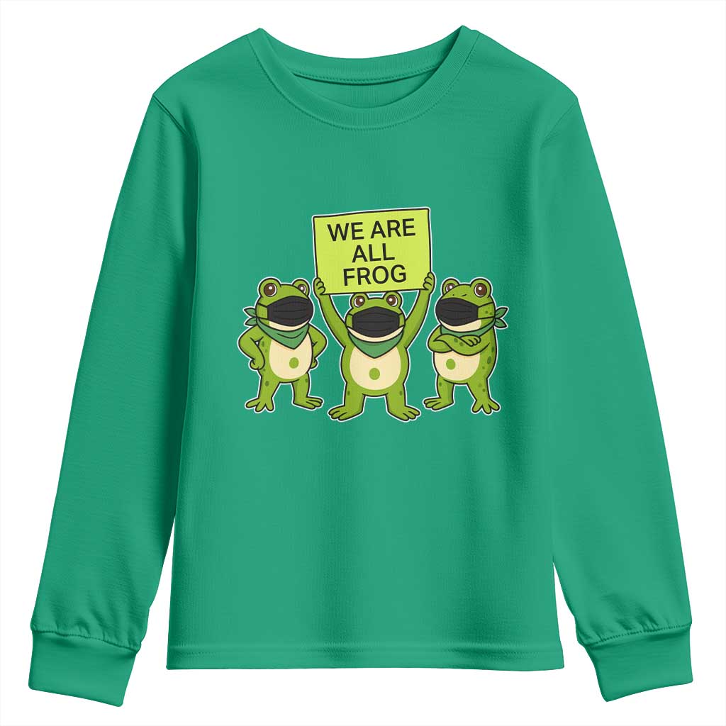 We Are All Frog Youth Sweatshirt Frogs Protest Together Strong - Wonder Print Shop