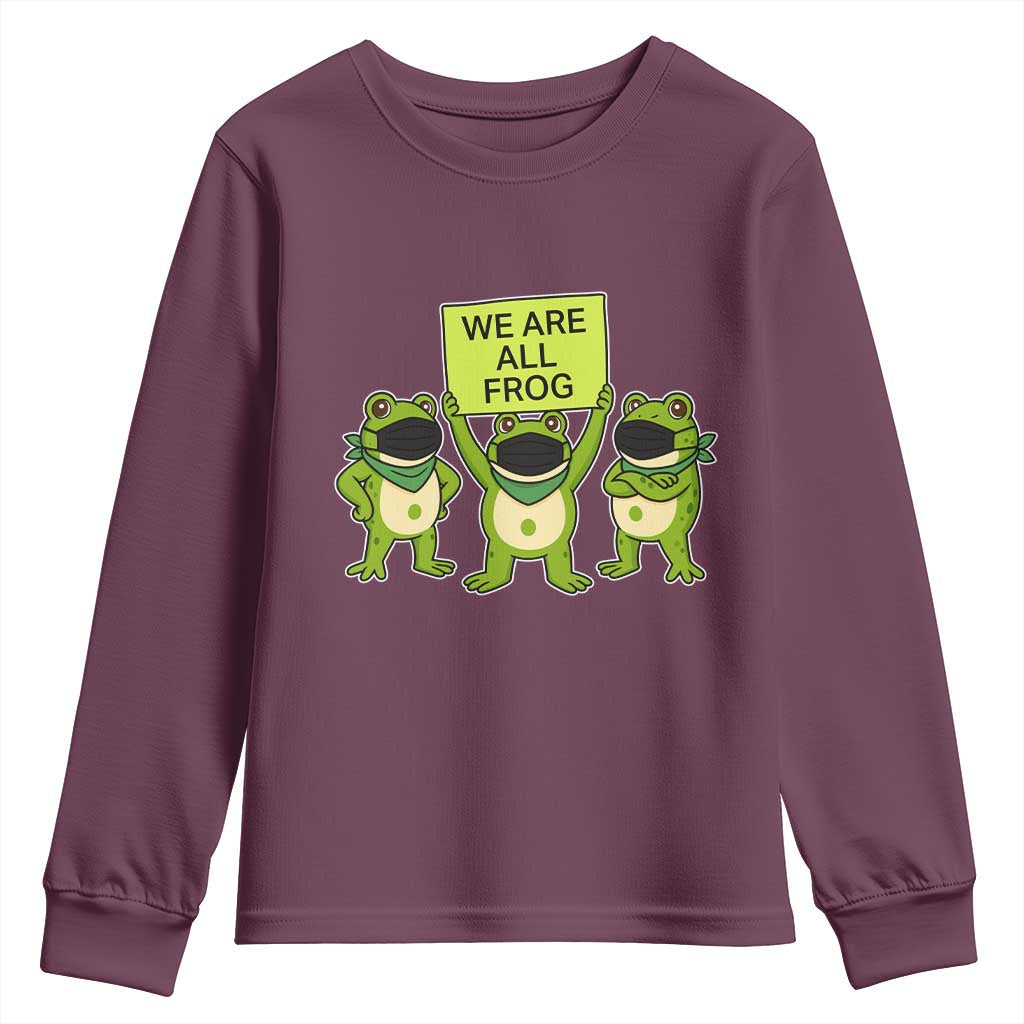 We Are All Frog Youth Sweatshirt Frogs Protest Together Strong - Wonder Print Shop