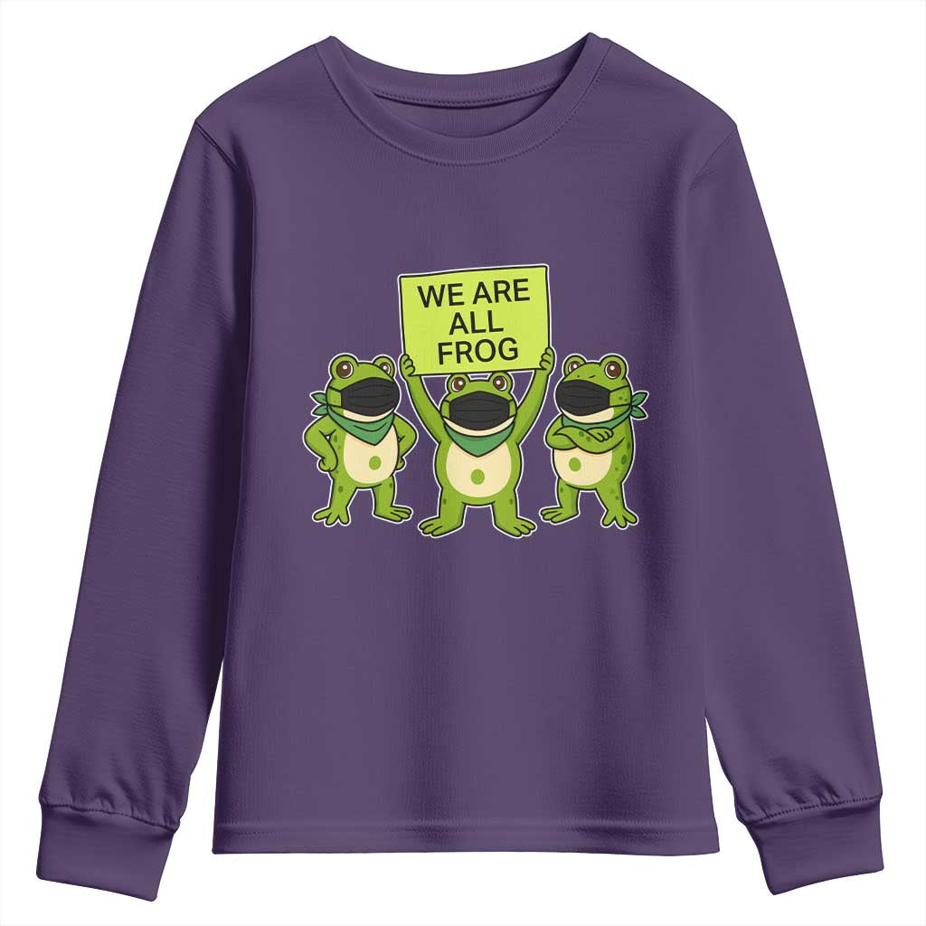 We Are All Frog Youth Sweatshirt Frogs Protest Together Strong - Wonder Print Shop