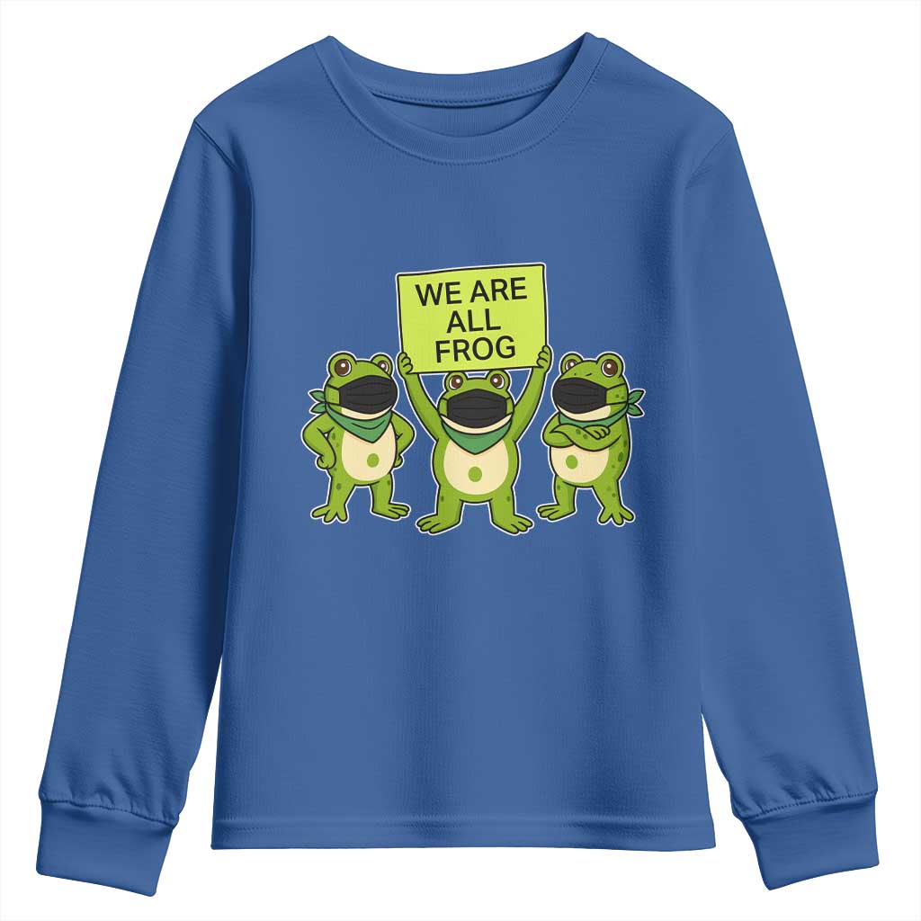 We Are All Frog Youth Sweatshirt Frogs Protest Together Strong - Wonder Print Shop