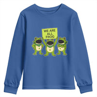We Are All Frog Youth Sweatshirt Frogs Protest Together Strong - Wonder Print Shop