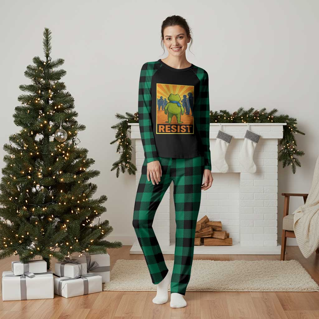 Resist Frog Graphic Plaid Pajama Set Protest Stand Against Fascism - Wonder Print Shop
