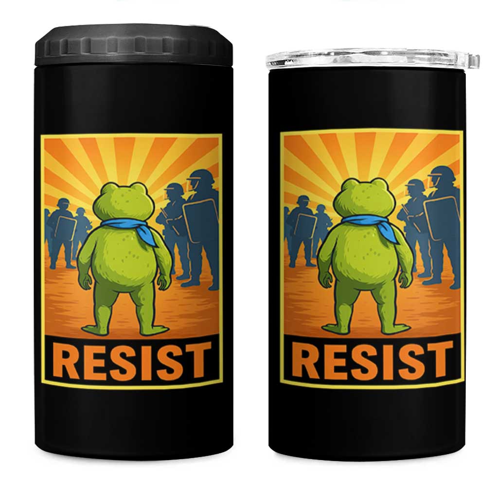 Resist Frog Graphic 4 in 1 Can Cooler Tumbler Protest Stand Against Fascism - Wonder Print Shop