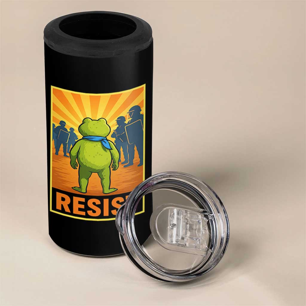 Resist Frog Graphic 4 in 1 Can Cooler Tumbler Protest Stand Against Fascism - Wonder Print Shop