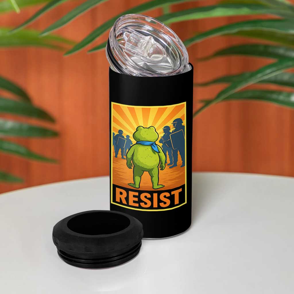 Resist Frog Graphic 4 in 1 Can Cooler Tumbler Protest Stand Against Fascism - Wonder Print Shop