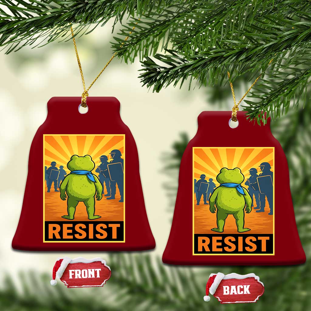 Resist Frog Graphic Ceramic Ornament Protest Stand Against Fascism - Wonder Print Shop