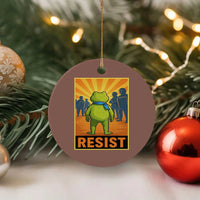 Resist Frog Graphic Ceramic Ornament Protest Stand Against Fascism - Wonder Print Shop