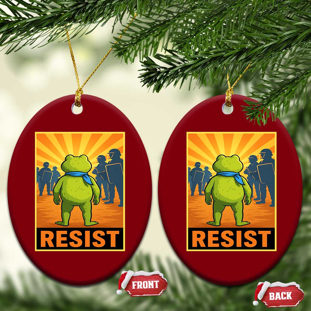 Resist Frog Graphic Ceramic Ornament Protest Stand Against Fascism - Wonder Print Shop