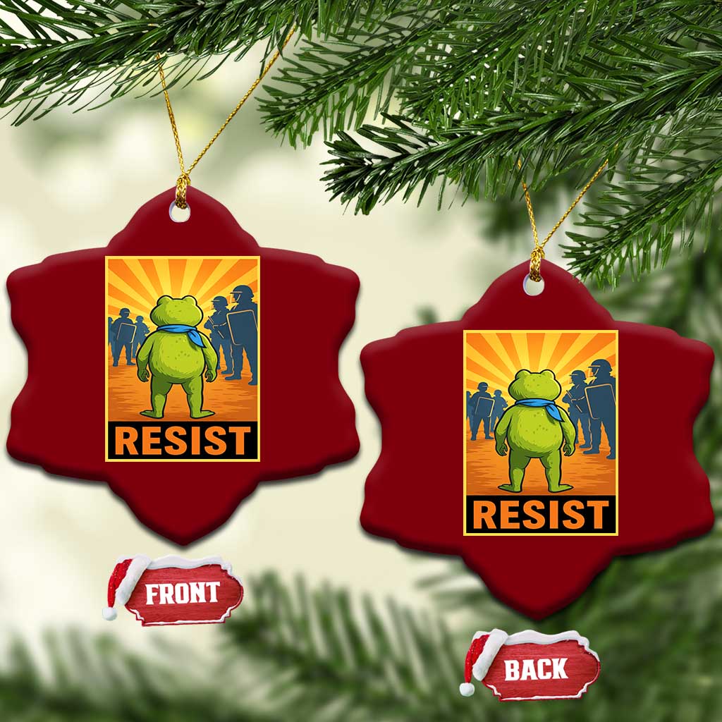 Resist Frog Graphic Ceramic Ornament Protest Stand Against Fascism - Wonder Print Shop
