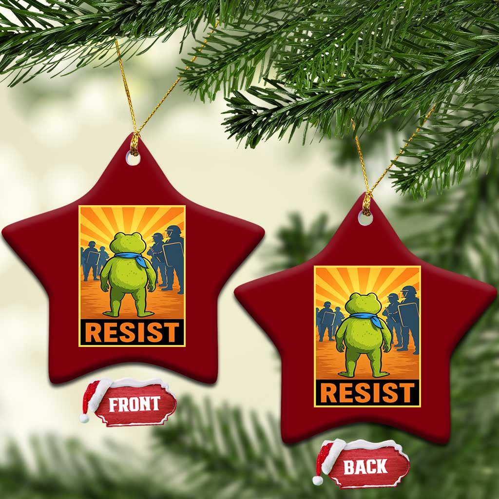 Resist Frog Graphic Ceramic Ornament Protest Stand Against Fascism - Wonder Print Shop